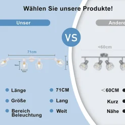 NETTLIFE 4 Spots de Plafond E14 métal, lampe de couloir pivotante, applique murale pour couloir et salon blanc