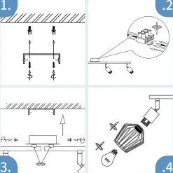 NETTLIFE 4 Spots de Plafond E14 métal, lampe de couloir pivotante, applique murale pour couloir et salon blanc