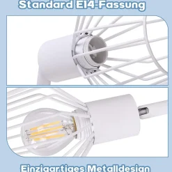 NETTLIFE 4 Spots de Plafond E14 métal, lampe de couloir pivotante, applique murale pour couloir et salon blanc
