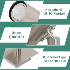 NETTLIFE 4 Spots de plafond GU10 en métal nickel pour salon cuisine chambre lampe moderne de couloir sans ampoule
