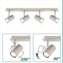 NETTLIFE 4 Spots de plafond GU10 en métal nickel pour salon cuisine chambre lampe moderne de couloir sans ampoule