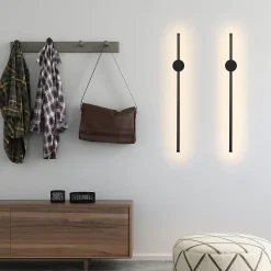 NETTLIFE 2 x Applique murale LED noire à l'intérieur 60CM 3000K indirecte moderne Éclairage mural orientable à 90