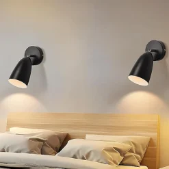 NETTLIFE 2 x Applique murale d'intérieur noire - spot mural vintage chambre applique rétro GU10Sans ampoule