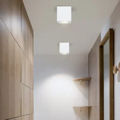 NETTLIFE 4 x Spot en saillie blanc GU10 spot en saillie carré 40W plâtre petit plafonnier moderne