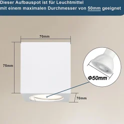 NETTLIFE 4 x Spot en saillie blanc GU10 spot en saillie carré 40W plâtre petit plafonnier moderne