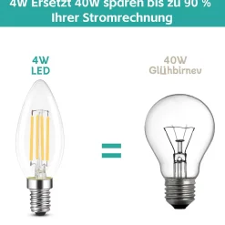 NETTLIFE Ampoule LED E14, lampe à économie d'énergie, 12 pièces, 4W 2700K, ampoule blanche chaude