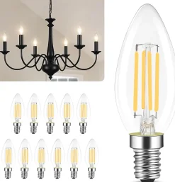 NETTLIFE Ampoule LED E14, lampe à économie d'énergie, 12 pièces, 4W 2700K, ampoule blanche chaude