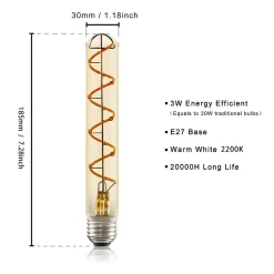 NETTLIFE Ampoule LED Edison tubulaire vintage E27 4W blanc chaud