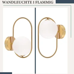 NETTLIFE Applique Intérieure Moderne - Or en verre G9 Métal Design Applique Salle de Bains Vintage Créative Lampe de Lit