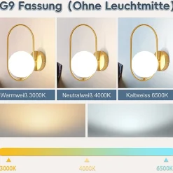 NETTLIFE Applique Intérieure Moderne - Or en verre G9 Métal Design Applique Salle de Bains Vintage Créative Lampe de Lit