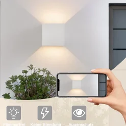 NETTLIFE Applique LED 5W, 4 pièces -Lampe Murale Extérieur Intérieure blanc, double faisceau réglable étanche IP65 230V 3000K