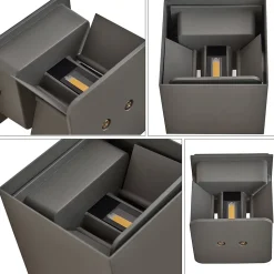 NETTLIFE Applique LED 5W -Lampe Murale Extérieur Intérieure gris, double faisceau réglable étanche IP65 230V 3000K