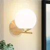 NETTLIFE Applique Murale Intérieur Chambre Couloir Lampe Boule de Verre Doré Vintage E27 Lampe de Chevet en Métal