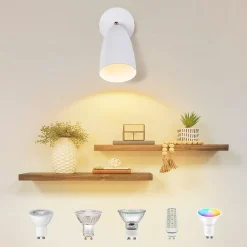 NETTLIFE Applique murale d'intérieur blanche - spot mural vintage pour chambre à coucher rétro GU10