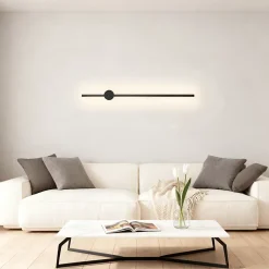 NETTLIFE Applique murale LED d'intérieur - 60 cm - Lampe de couloir moderne noire design - Blanc chaud 3000 K - Lampe de cuisine