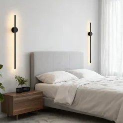 NETTLIFE Applique murale LED d'intérieur - 60 cm - Lampe de couloir moderne noire design - Blanc chaud 3000 K - Lampe de cuisine