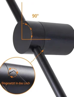 NETTLIFE Applique murale LED d'intérieur - 60 cm - Lampe de couloir moderne noire design - Blanc chaud 3000 K - Lampe de cuisine