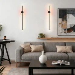 NETTLIFE Applique murale LED d'intérieur - 60 cm - Lampe de couloir moderne noire design - Blanc chaud 3000 K - Lampe de cuisine