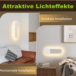 NETTLIFE Applique murale LED d'intérieur - Lampe d'escalier 12W 41cm Lampe de couloir blanche Design moderne 3000K