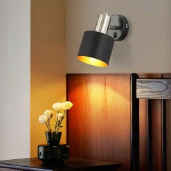 NETTLIFE Applique Murale Intérieur Spot Mural Vintage Noir Pivotant E27 Petit Métal