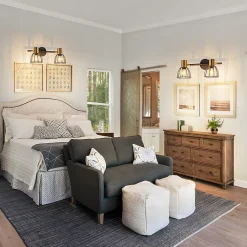 Nettlife Applique murale d'intérieur, lampe murale vintage, douille E14, noire, métal à 2 lumières (Sans ampoules)