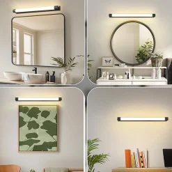 Nettlife Applique murale LED miroir 50 cm, 10 W, noir, 3000 K blanc chaud, IP44, salle de bain