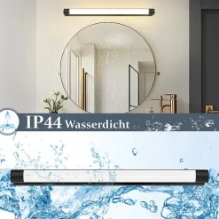 Nettlife Applique murale LED miroir 50 cm, 10 W, noir, 3000 K blanc chaud, IP44, salle de bain