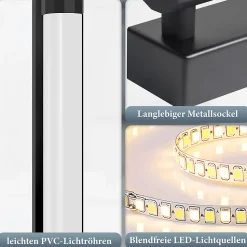 Nettlife Applique murale LED miroir 50 cm, 10 W, noir, 3000 K blanc chaud, IP44, salle de bain