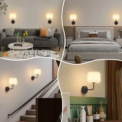 NETTLIFE Applique murale d'intérieur pour chambre à coucher - éclairage mural de couloir vintage G9 lampe de couloir blanche