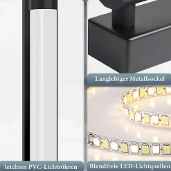 Nettlife Applique murale LED miroir 50 cm, 10 W, noir, 4000 K, IP44, salle de bain