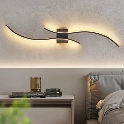 NETTLIFE Applique murale LED d'intérieur - 14W lampe de couloir 100CM lampe d'escalier noire design vague moderne 3000K