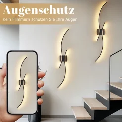 NETTLIFE Applique murale LED d'intérieur - 14W lampe de couloir 100CM lampe d'escalier noire design vague moderne 3000K