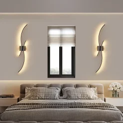 NETTLIFE Applique murale LED d'intérieur - 14W lampe de couloir 100CM lampe d'escalier noire design vague moderne 3000K