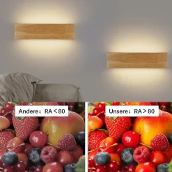 NETTLIFE Applique murale LED intérieure - 32CM Bois Moderne Lampe de couloir Up et Down 11W 3000K Blanc Chaud