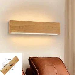 NETTLIFE Applique murale LED intérieure - 32CM Bois Moderne Lampe de couloir Up et Down 11W 3000K Blanc Chaud