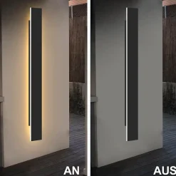 NETTLIFE applique murale LED applique extérieure 100CM noir 3000K IP65 longue 26W villa en acrylique pour maison mur jardins