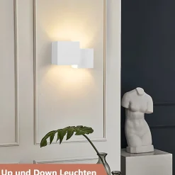 NETTLIFE Applique murale d'intérieur en plâtre blanc G9 moderne pour couloir, escalier, haut et bas