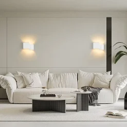 NETTLIFE Applique murale d'intérieur en plâtre blanc G9 moderne pour couloir, escalier, haut et bas