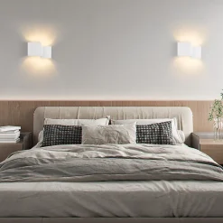 NETTLIFE Applique murale d'intérieur en plâtre blanc G9 moderne pour couloir, escalier, haut et bas