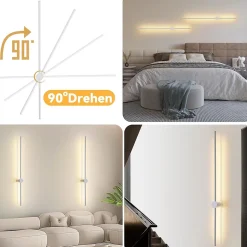 NETTLIFE applique murale LED applique intérieure moderne 100 cm blanc chaud 3000 K orientable