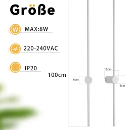 NETTLIFE applique murale LED applique intérieure moderne 100 cm blanc chaud 3000 K orientable