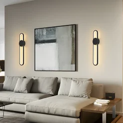 NETTLIFE Applique murale LED d'intérieur - 12W lampe d'escalier 60cm noir lampe de couloir design moderne 3000K