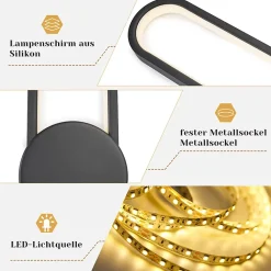 NETTLIFE Applique murale LED d'intérieur - 12W lampe d'escalier 60cm noir lampe de couloir design moderne 3000K