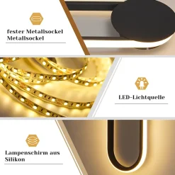 NETTLIFE Applique murale LED d'intérieur - 12W lampe d'escalier 41cm noir lampe de couloir design moderne 3000K