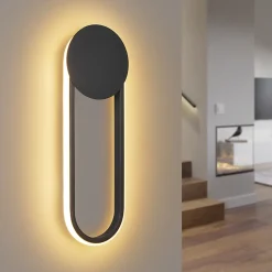 NETTLIFE Applique murale LED d'intérieur - 12W lampe d'escalier 41cm noir lampe de couloir design moderne 3000K