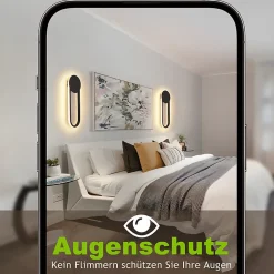 NETTLIFE Applique murale LED d'intérieur - 12W lampe d'escalier 41cm noir lampe de couloir design moderne 3000K