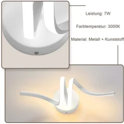 NETTLIFE Applique murale LED d'intérieur blanc moderne 7W pour escalier Blanc chaud 3000K