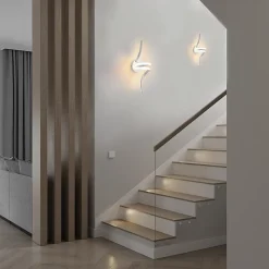 NETTLIFE Applique murale LED d'intérieur blanc moderne 7W pour escalier Blanc chaud 3000K