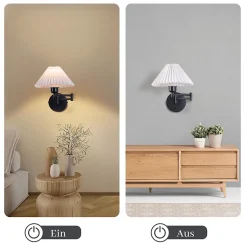 NETTLIFE Applique murale d'intérieur vintage : E27 abat-jour rétro éclairage mural orientable 40W.MAX blanc sans ampoule