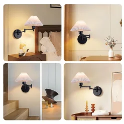 NETTLIFE Applique murale d'intérieur vintage : E27 abat-jour rétro éclairage mural orientable 40W.MAX blanc sans ampoule